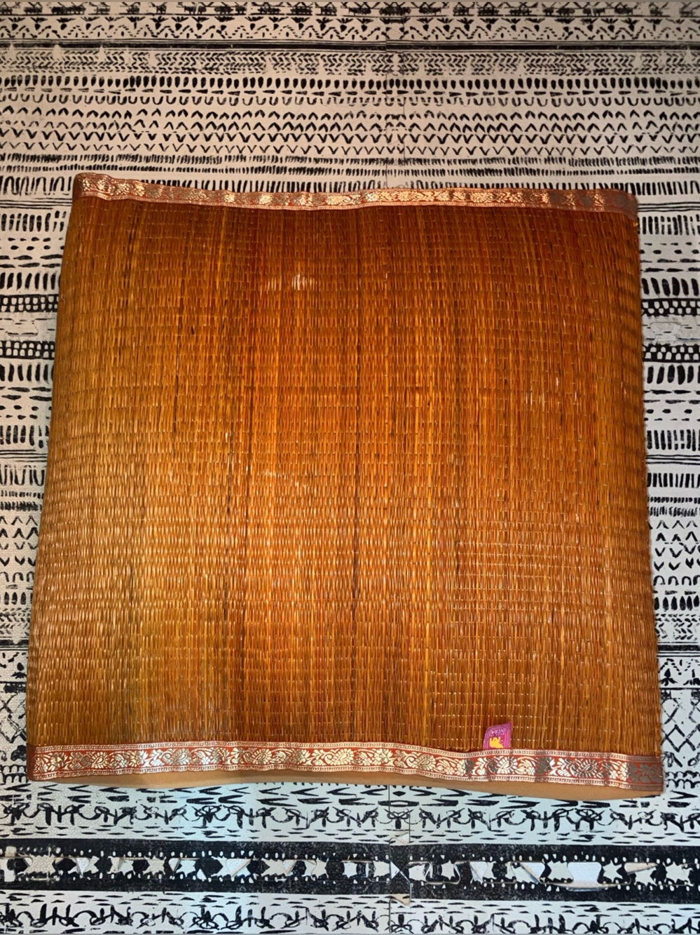 indian made large square woven straw floor pillow